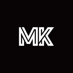 MK monogram logo with abstract line