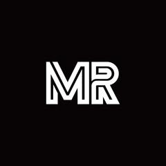 MR monogram logo with abstract line