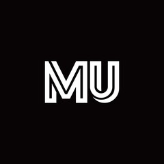 MU monogram logo with abstract line