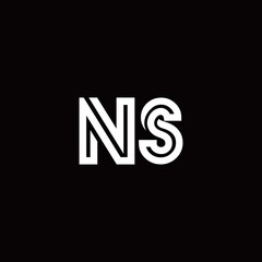 NS monogram logo with abstract line