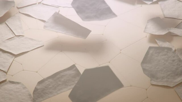 Dead skin cells peeling away from body, macro animation top view