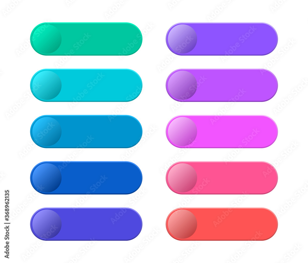 Poster collection blank template of web buttons. modern multicolored buttons for website. vector