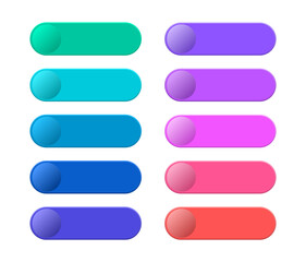 Collection blank template of web buttons. Modern multicolored buttons for website. Vector