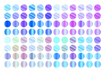 Holographic gradient set. Modern metallic gradients. Vector illustration.
