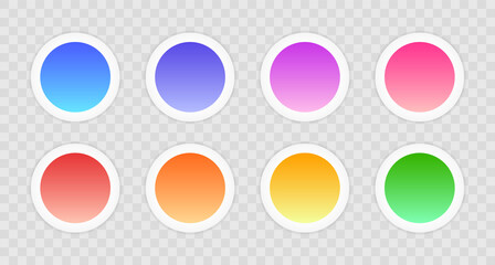 Collection modern round gradient buttons. Web buttons set. Vector