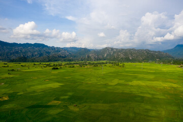 Arial view of rock mountain in with cloudy sky