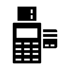 Fototapeta premium POS Terminal Concept, Merchant Machine for Debit and Credit Card processing Vector Color Icon Design, Business and Finance Symbol on white background 