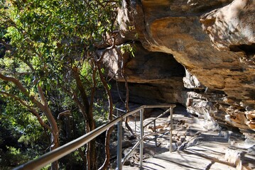 Hiking trails and the cliffs in the Blue Mountains national park in Australia