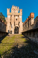 Obraz premium Rocca Scaligera castle in Sirmione town on the Garda Lake, Brescia, Italy