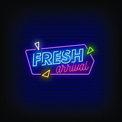 Fresh Arrival Neon Signs Style Text Vector
