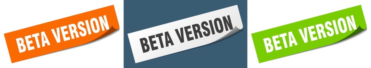 beta version paper peeler sign set. beta version sticker