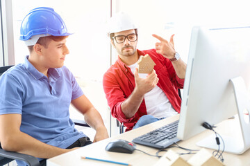 Group of business people or Engineering or Architecture talking and meeting or discussion in conference room, team brainstorming new marketing project, colleagues teamwork working together