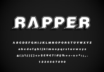 Modern, minimal and dynamic 'Rapper' font set with 45 degree angles, vector illustration