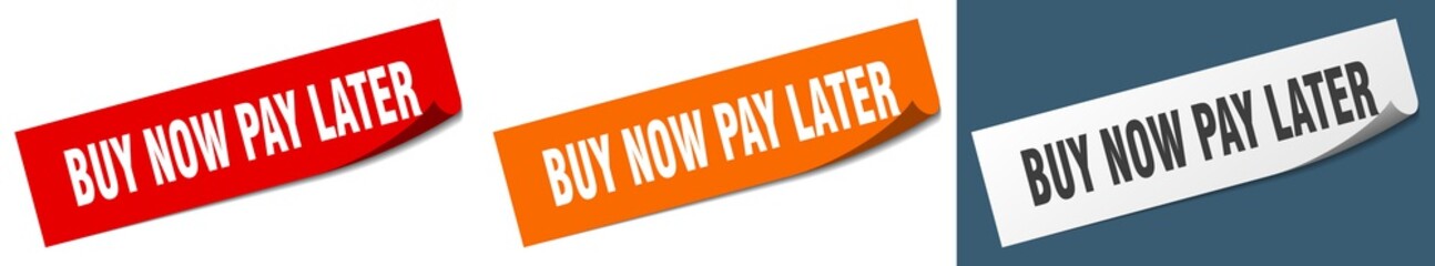 buy now pay later paper peeler sign set. buy now pay later sticker