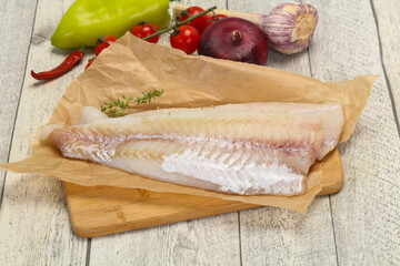 Pollack fillet raw ready for cooking