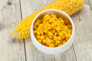 Young corn seeds in the bowl