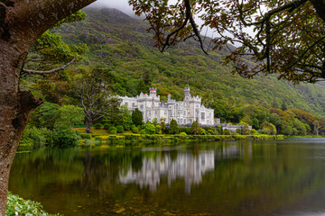 The cloister of Kylemore Abbey in Connemara, Ireland, Kylemore Lough