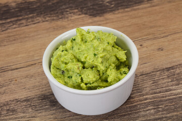 Avocado guacamole sauce with chili pepper