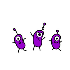 Cute funny aliens. Design element, card, background, icon on the theme of UFO, space. Doodles vector color illustration