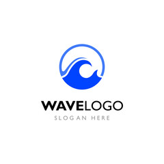 Water wave logo design template vector illustration