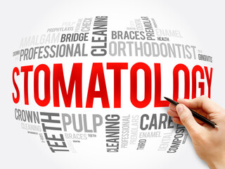 Stomatology word cloud collage, health concept background