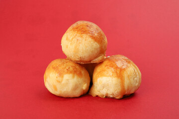 Tambun biscuits small Tau Sar Pneah famous Bukit Tambun Penang delicacies on red background