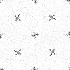 Hand Drawn grey Snowflakes Christmas Seamless Patt