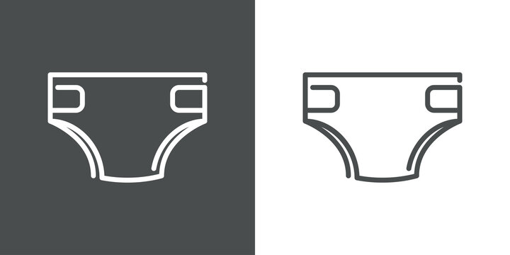 Concepto higiene del beb&eacute;. Icono plano lineal pa&ntilde;al absorvente para beb&eacute;s en fondo gris y fondo blanco