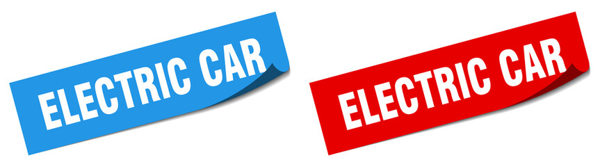 electric car paper peeler sign set. electric car sticker