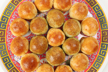 Tambun biscuits small Tau Sar Pneah famous Bukit Tambun Penang delicacies on Chinese style plate...