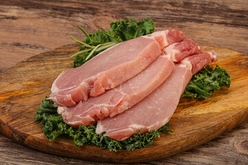 Raw pork steak for cooking