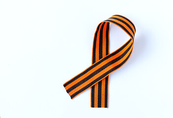 St. George ribbon is isolated on a white background. Symbol of courage and victory, May 9 and February 23