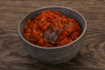 Eggplant saute with tomato and herbs