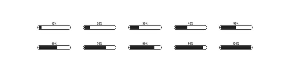 Load bar simple icon set. Progress isolated illustration concept in vector flat
