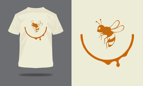 VECTOR  BEE WITH   T-SHIRT  DESIGN TEMPLATE.