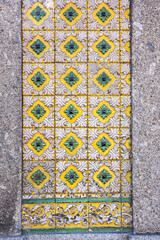 Old Brown And Green Tiles (Azulejos), With Border, Braga, Portugal