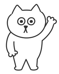 Cat raise its hand. Vector illustration isolated on white background.