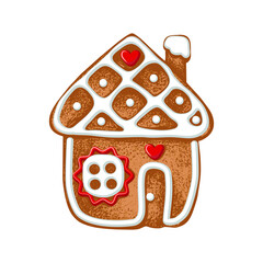 ..Gingerbread house. Vector illustration of holiday baking. Christmas collection.
