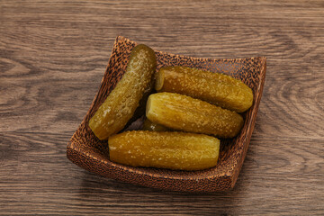 Pickled cucumbers in the plate