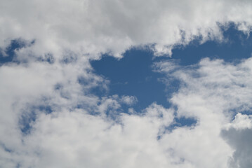 cloudscape in blue sky, white and dark clouds, cloud pattern
