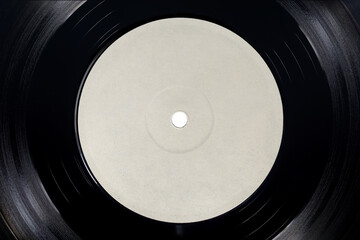 White blank label of LP vinyl record.