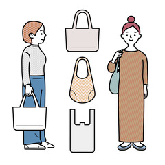 マイバッグを持つ女性