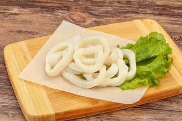 Raw squid rings for cooking