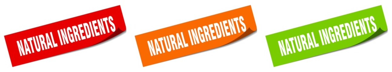 natural ingredients paper peeler sign set. natural ingredients sticker