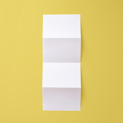 Tri Fold Blank Card Mockup - White Paper & Yellow Background