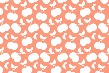 White plum shape. Fruit pattern on a pink background
