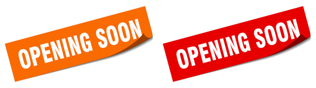 Opening Soon Paper Peeler Sign Set. Opening Soon Sticker