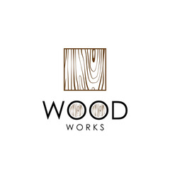 Wood work logo vector with wood pattern on square shape