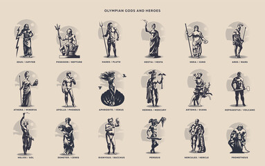 Olympic heroes. Greek and Roman gods