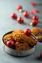 Homemade festive carrot cookies with nuts